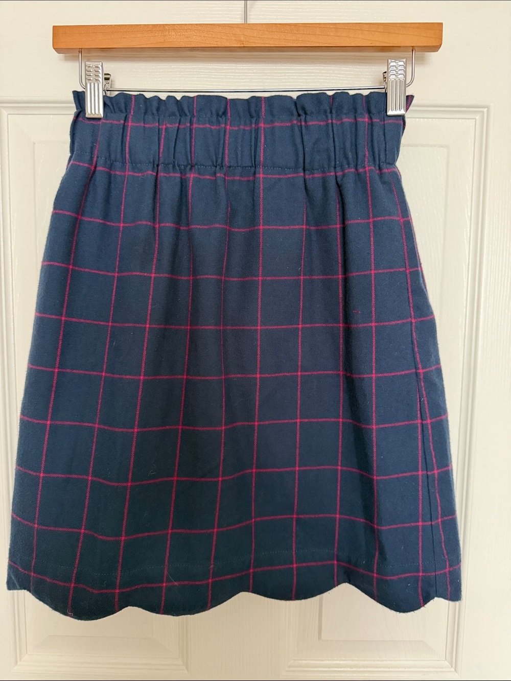 Lauren James Navy Mini Skirt with Pink Windowpane | Size XS